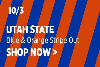 October 3 versus Utah State. Blue and orange stripe out. Shop the Gear Up Blue and Orange collection.
