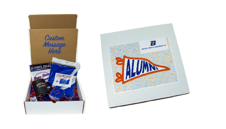 Boise State Alumni Box with Boise State gifts and custom message option.