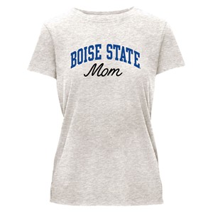 Boise State Mom Tee - Wordmark Arch Over Mom Oatmeal by Camp David Corp - main view