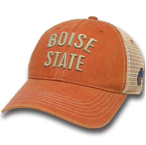 Boise State Hat Mesh Back Arch Wordmark Side Print Adj Orange