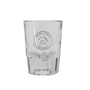 Boise State Alumni Shot Glass Circle Logo Tonal Silver Bronco