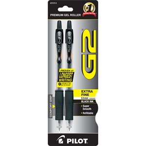 Image of PILOT G2 .5MM EXTRA FINE POINT BLACK CARDED 2pk