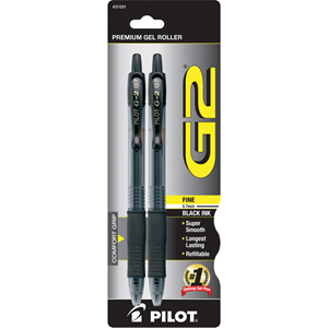 Image of PILOT G2 .7MM FINE POINT BLACK CARDED 2pk
