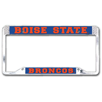 Image of Boise State License Plate Frame Chrome Metal Broncos