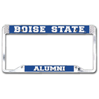 Boise State Alumni License Plate Frame Polished Chrome B Logo