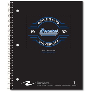 Boise State Subject College-Ruled Spiral Notebook (9 x 11) - Cursive Broncos Circle Seal by Roaring Spring -  black