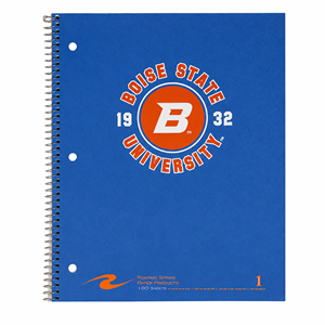 Boise State Subject College-Ruled Spiral Notebook (9 x 11) - Cursive Broncos Circle Seal by Roaring Spring -  blue