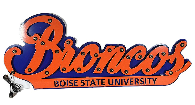 Boise State Lighted Sign - Script Broncos by Gameday Ironworks (SKU 13466367650) Boise State Lighted Sign - Script Broncos by Gameday Ironworks - main view