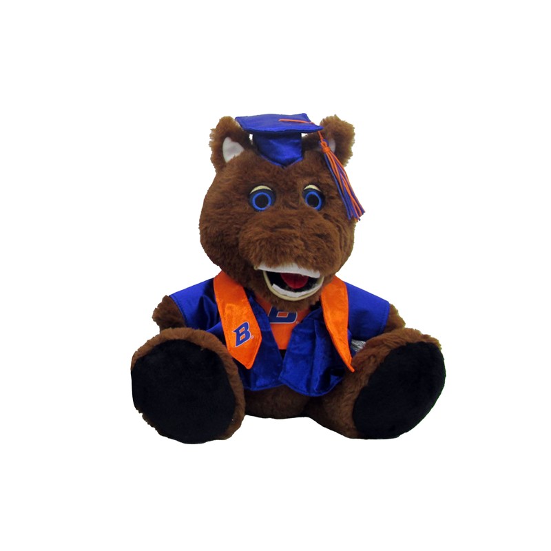 Boise State Grad Buster Bronco Plush - Bachelor Cap & Gown by Mascot Factory (SKU 13468644549) Boise State Grad Buster Bronco Plush - Bachelor Cap & Gown by Mascot Factory - main view