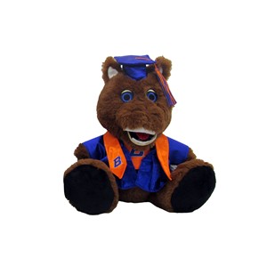 Boise State Grad Buster Bronco Plush - Bachelor Cap & Gown by Mascot Factory - main view