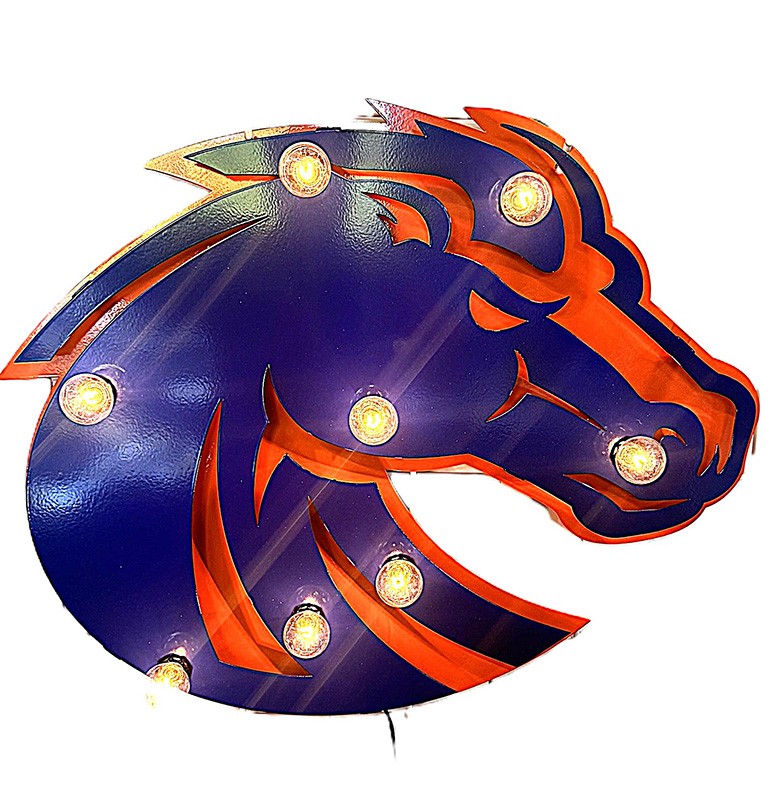Boise State Lighted Sign - Bronco Head by Gameday Ironworks (SKU 13469559650) Boise State Lighted Sign - Bronco Head by Gameday Ironworks - main view