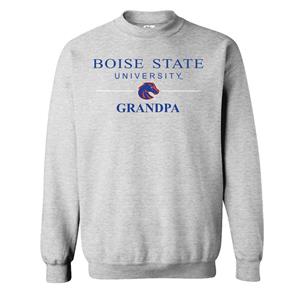 Image of Boise State Crewneck Sweatshirt, Grandpa Logo in Line by CI Sport, Athletic Heather Gray