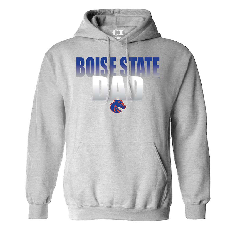 Boise State Hoodie, Dad Wordmark Over Logo by CI Sport, Athletic Heather Gray (SKU 13442811525) Boise State Hoodie, Dad Wordmark Over Logo by CI Sport, Athletic Heather Gray - main view