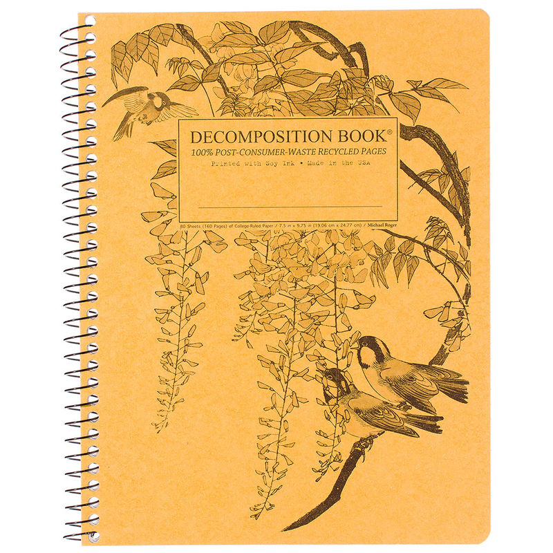 Decomposition Leafy Perch Spiral Notebook, College Ruled, 7.5 x 9.75 (SKU 13396473498) Decomposition Leafy Perch Spiral Notebook, College Ruled, 7.5 x 9.75 - main view