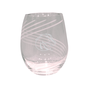 Image of Boise State Stemless Wine Glass, Swirlcut Logo by RFSJ (15 oz or 21 oz)