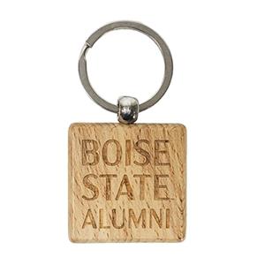 Image of Boise State Alumni Keychain Wood Stacked Logo