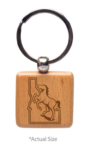 Image of Boise State Keychain Engraved State Vault Logo Wood Square
