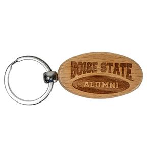 Boise State Alumni Keychain Wood Oval Stacked Wordmark