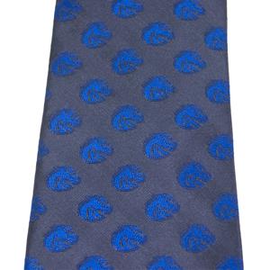 Boise State Gray Silk Tie - Blue Logo Jacquard by Donegal Bay - 2 (SKU: 12297115617) Boise State Gray Silk Tie - Blue Logo Jacquard by Donegal Bay - 2