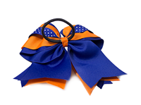 Image of BOISE STATE HAIR BOW LAYERED SWISS DOT CRISS CROSS BOW -  1