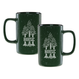 Image of BOISE, ID MUG BOISE IN TREES TALL CAMPER -  green