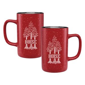 Image of BOISE, ID MUG BOISE IN TREES TALL CAMPER -  red