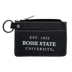 Image of BOISE STATE ZIP ID HOLDER HEATHERED KEY CHAIN -  black