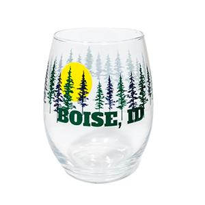 Boise, Id Stemless Wine Glass Idaho Trees-Moon