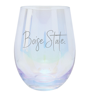 Boise State Stemless Wine Glass Iridescent