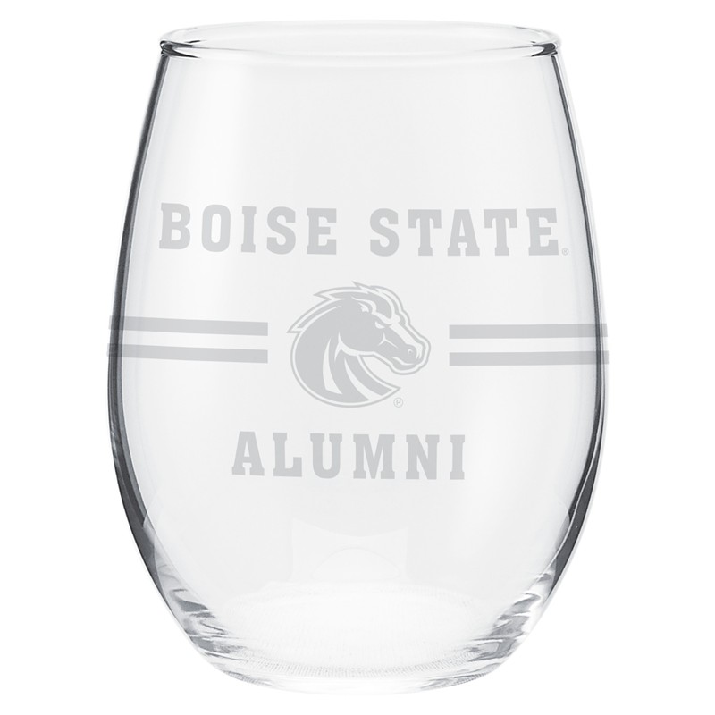 Boise State Alumni Arch Logo Stemless Wine Glass by Neil Enterprises (SKU 13478117526) Boise State Alumni Arch Logo Stemless Wine Glass by Neil Enterprises - main view