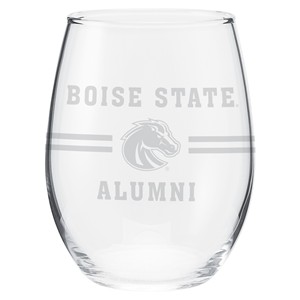 Boise State Alumni Arch Logo Stemless Wine Glass by Neil Enterprises - main view