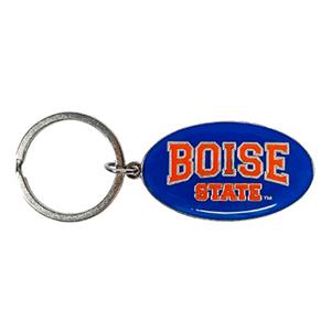 Image of Boise State Keychain Brass Oval Wordmark Centered