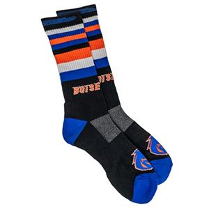 Image of Boise State Sock Multi Color Stripes Wordmark Ankle