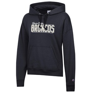 Champion Boise State Women's Hoodie, Script Over Broncos Lamé -  black