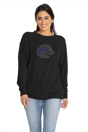 Boise State Women's Long Sleeve T-Shirt - Rhinestone Bronco Logo by Flying Colors - main view