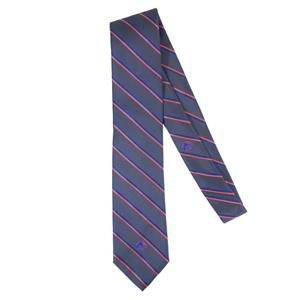 Image of Boise State Silk Tie, Orange and Blue Stripes with Primary Logo by Donegal Bay
