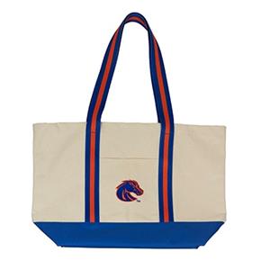 Image of Boise State Canvas Boat Tote With Royal And Orange Strap And Bronco Logo
