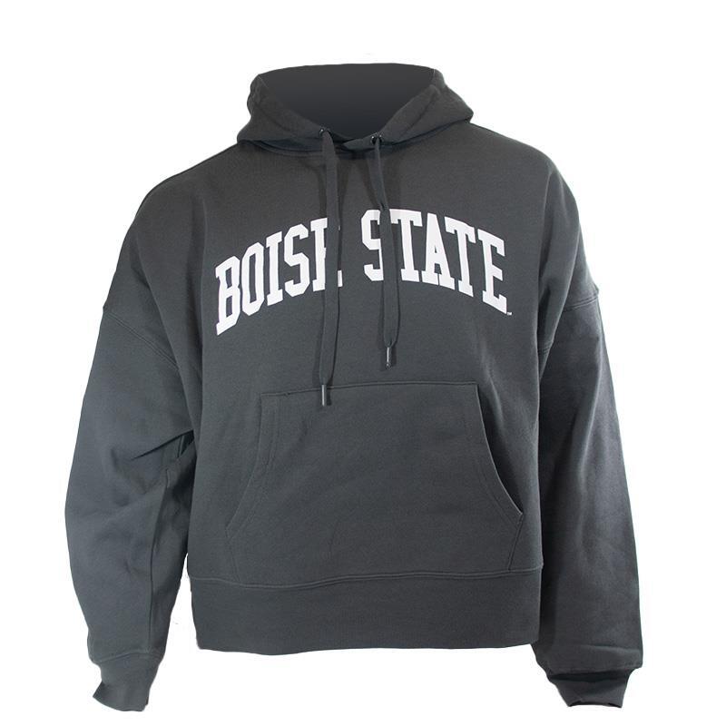 8- Boise State Charcoal Women’s Hoodie - Arch Wordmark Hi-Low Hem by Camp David (SKU 13436476612) 8- Boise State Charcoal Women’s Hoodie - Arch Wordmark Hi-Low Hem by Camp David - main view