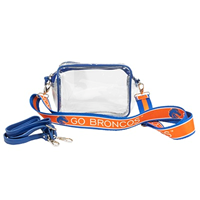 Boise State Clear Purse  Zipper -2 Straps Fabric Logo Or Solid - main view