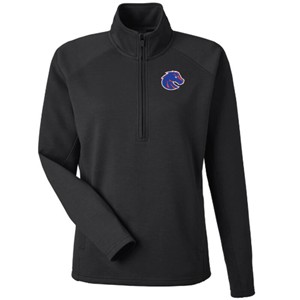 Boise State Women’s 1/4 Zip Apex Fleece Black by J America - main view