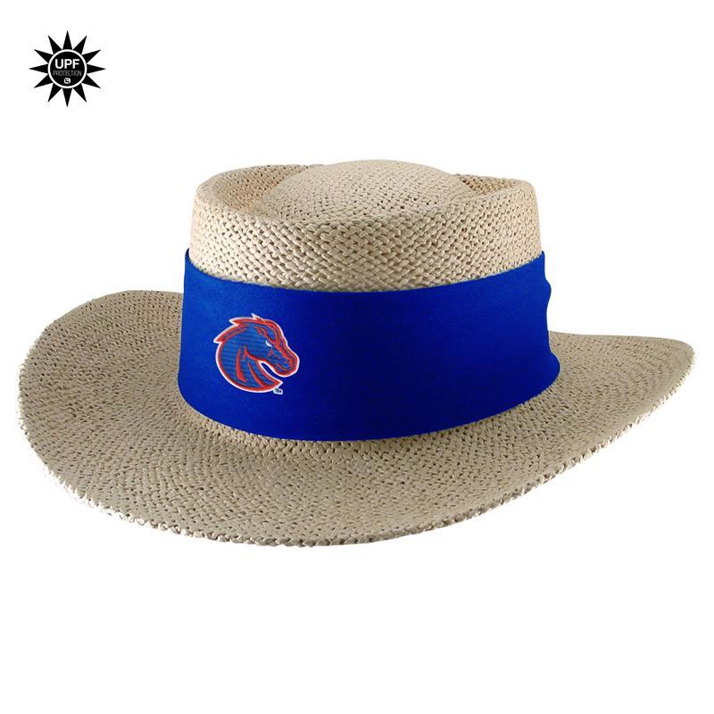 Boise State Straw Hat with Royal Band, Bronco Logo - Sun Blocker by Logo Fit LLC (SKU 13316198534) Boise State Straw Hat with Royal Band, Bronco Logo - Sun Blocker by Logo Fit LLC - main view