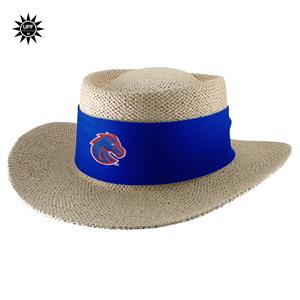 Image of Boise State Straw Hat with Royal Band, Bronco Logo - Sun Blocker by Logo Fit LLC