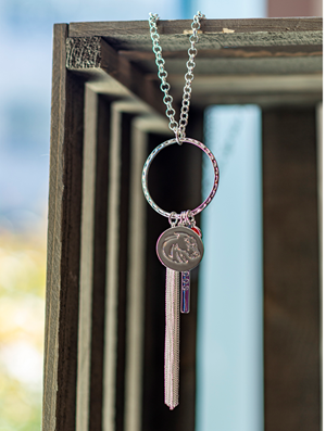 Image of Boise State Necklace Circle With Charms And Tassel