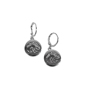 BOISE STATE SMALL BRONCO DROP EARRINGS -  silver