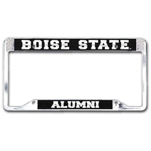 Boise State Alumni License Plate Frame Polished Chrome Black - main view