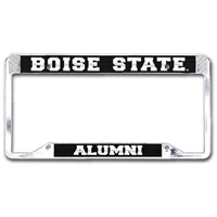 Image of Boise State Alumni License Plate Frame Polished Chrome Black