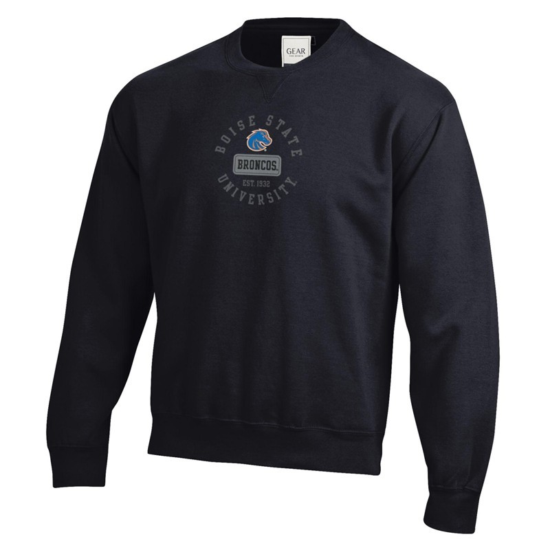 Boise State Crewneck Sweatshirt - Arch Logo Broncos Pill Est. 1932 by Big Cotton (SKU 13475819659) Boise State Crewneck Sweatshirt - Arch Logo Broncos Pill Est. 1932 by Big Cotton - main view