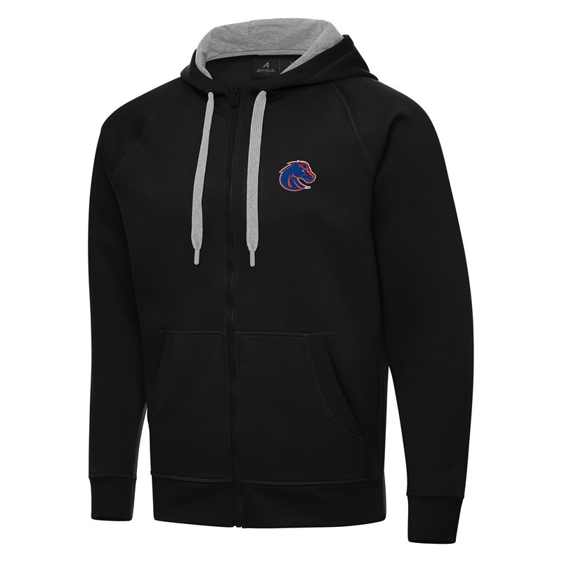 Boise State Tall Full-Zip Hoodie - Victory Black by Antigua (SKU 13465223659) Boise State Tall Full-Zip Hoodie - Victory Black by Antigua - main view