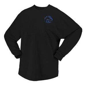 Boise State Women’s Long Sleeve T-Shirt - Bronco Logo and Script Back by Spirit Jersey -  1
