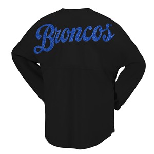 Boise State Women’s Long Sleeve T-Shirt - Bronco Logo and Script Back by Spirit Jersey -  2